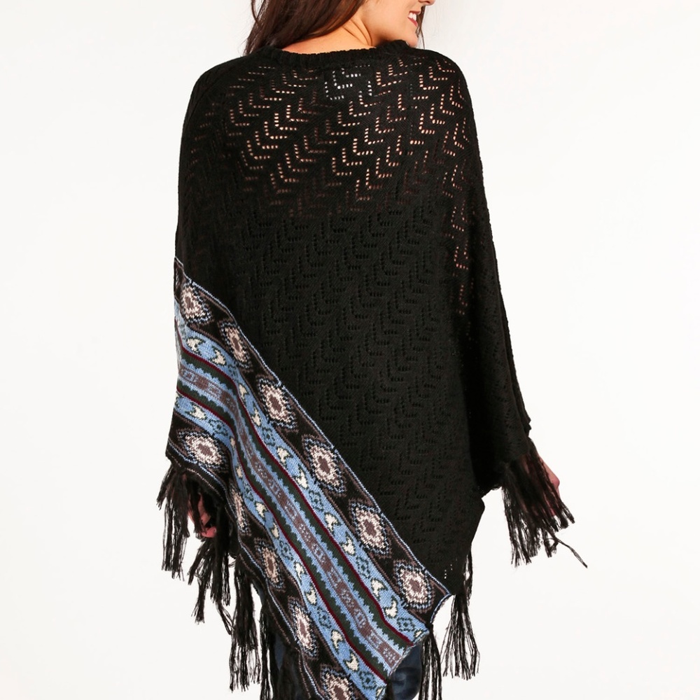 Aztec Border Poncho